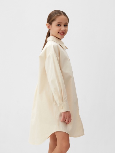 Платье-рубашка для девочки MINAKU: PartyDress, бежевое, рост 116-122 см