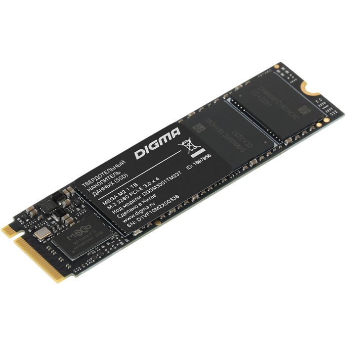 Накопитель SSD Digma PCIe 3.0 x4 1TB DGSM3001TM23T Mega M2 M.2 2280