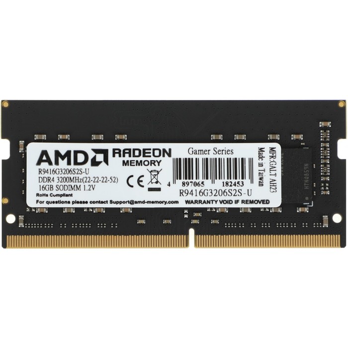 Память DDR4 16GB 3200MHz AMD R9416G3206S2S-U R9 RTL PC4-25600 CL22 SO-DIMM 260-pin 1.2В Ret   102936 - Фото 1