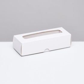 Упаковка с обечайкой для 3 конфет, с окном, белый 13x5x3,3 см