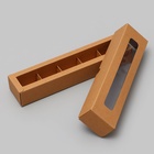 Коробка для 5 конфет, с окном, с тонкими разделителями, крафт 21×5×3.3 см - Фото 4