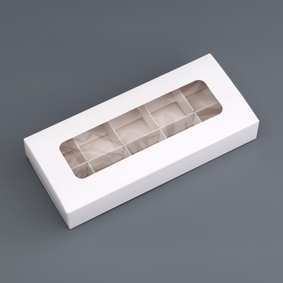 Коробка для 10 конфет, белая, 9.8×22×3.5 см