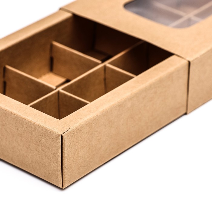 Коробка складная под 10 конфет, крафт, 9,8 х 22 х 3,5 см
