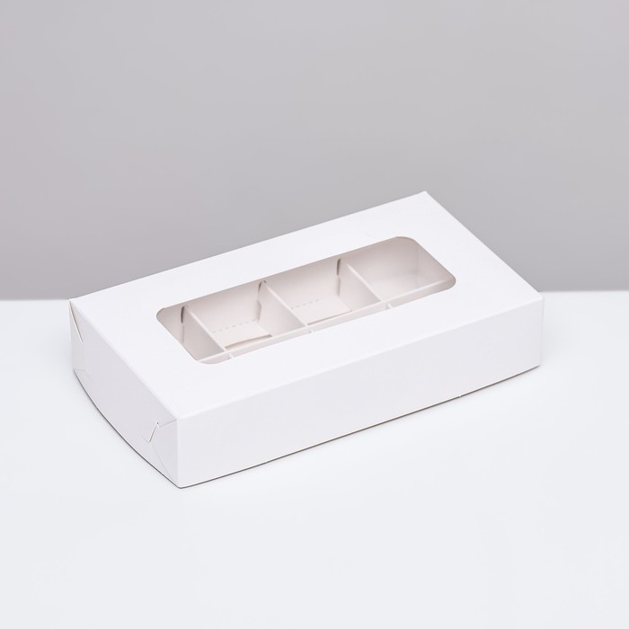 Коробка складная под 8 конфет, белая, 9,8 х 17,7 х 3,5 см