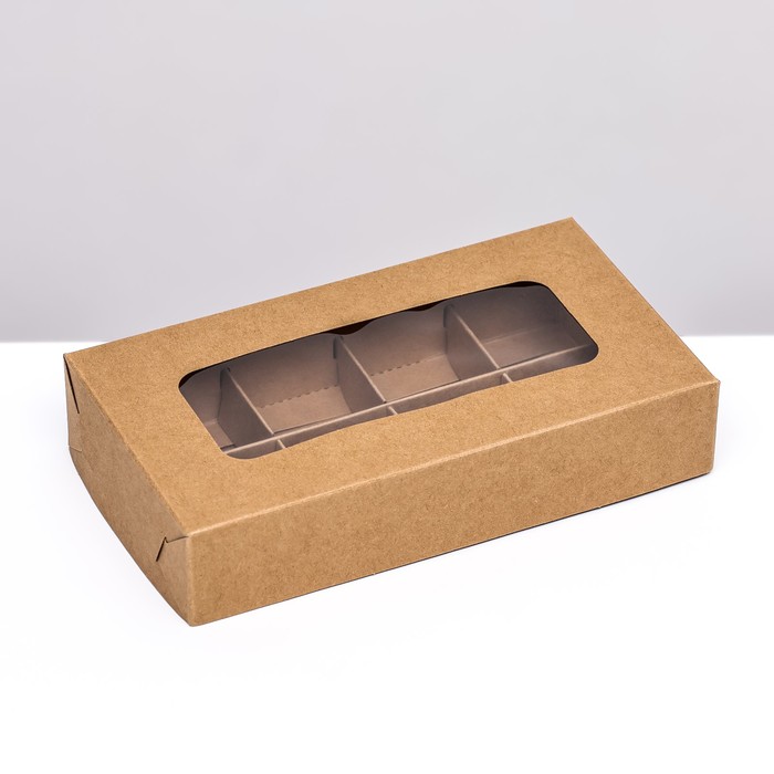 Коробка складная под 8 конфет, крафт, 9,8 х 17,7 х 3,5 см