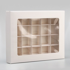 Коробка для 20 конфет, белая, 17.7×22×3.5 см