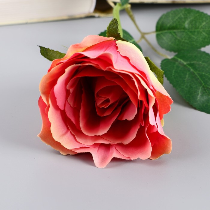 Цветы искусственные "Роза чайная экстра" d-7 см 44 см, жёлто-розовый