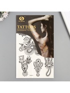 Переводные тату на тело чёрные «Растительные узоры», 25×15 см 9884182 - фото 16457941