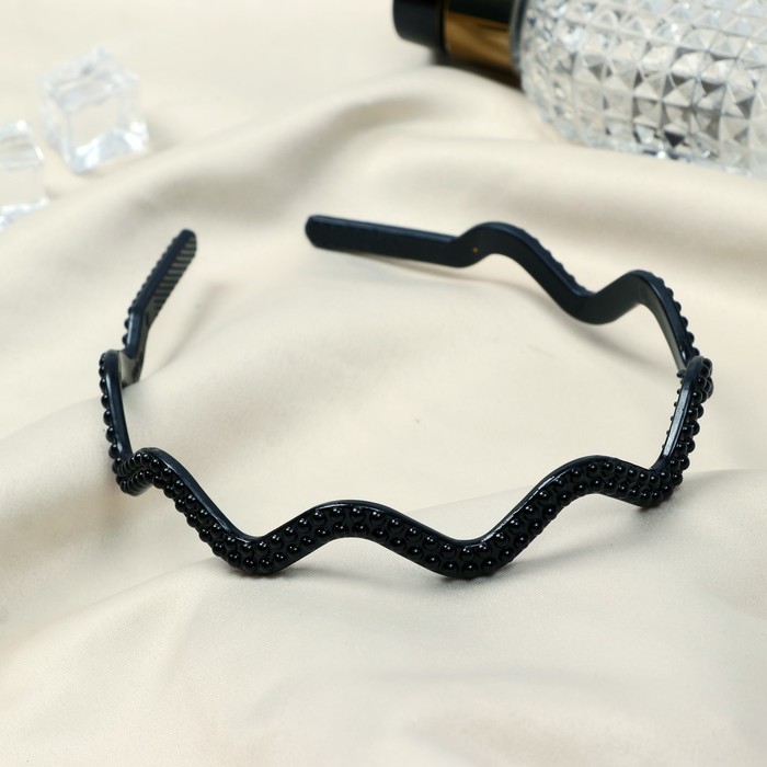Ободок для волос «Дивина», волна, 0.6 см, чёрный - Фото 1