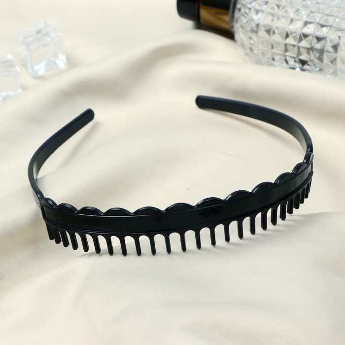Ободок для волос "Ночка" гребень дуги, 2 см, чёрный - Фото 1