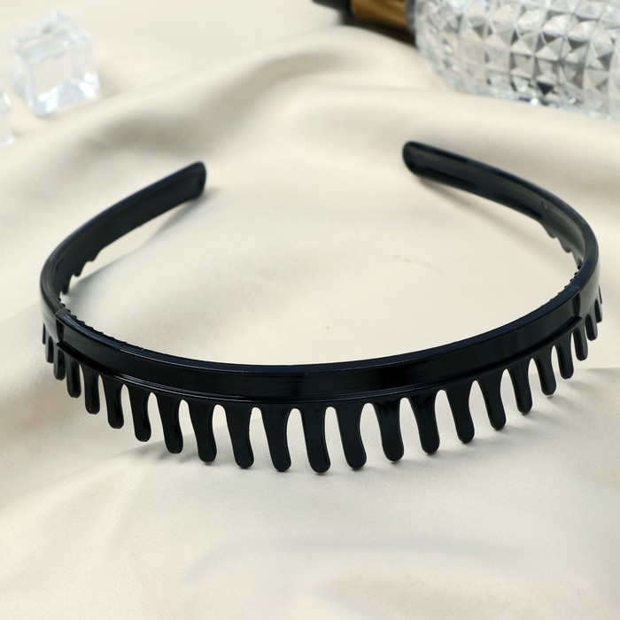 Ободок для волос "Ночка" гребень классика широкий, 2,2 см, чёрный - Фото 1