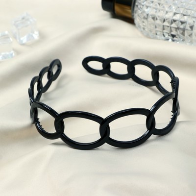 Ободок для волос «Ночка», крупные звенья, 2.8 см, чёрный