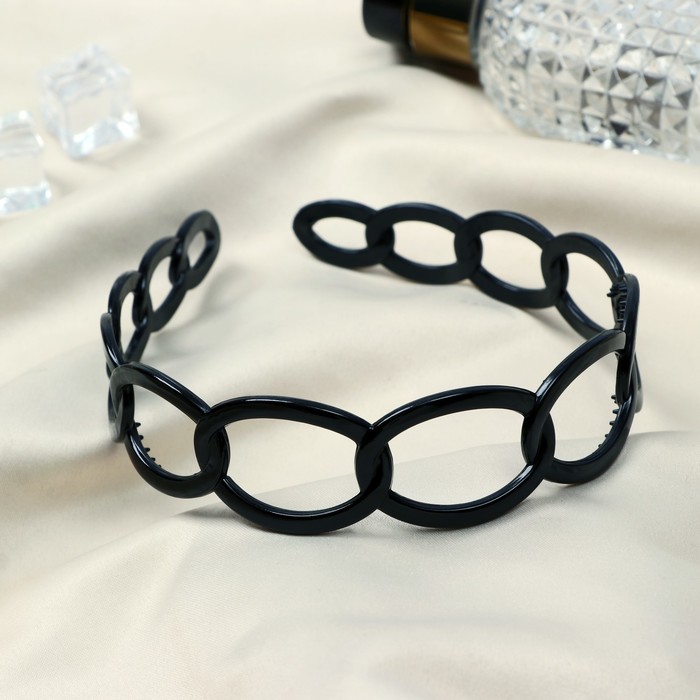 Ободок для волос «Ночка», крупные звенья, 2.8 см, чёрный - Фото 1