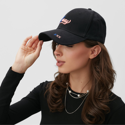 Кепка женская MINAKU с надписями, чёрная, размер 58, хлопок 100%