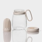 Кружка «Бьорн», 850 мл, с крышкой и трубочкой, стекло, бежевая - Фото 4