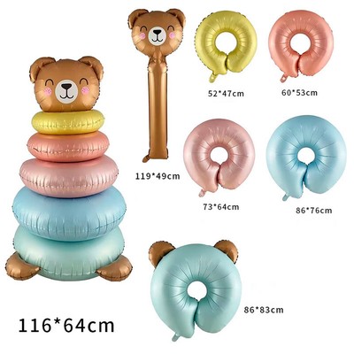 Воздушный шар фольгированный 42" «Пирамидка – мишка», под воздух