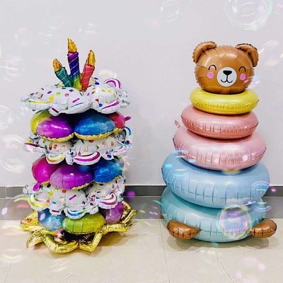 Воздушный шар фольгированный 42" «Пирамидка – мишка», под воздух