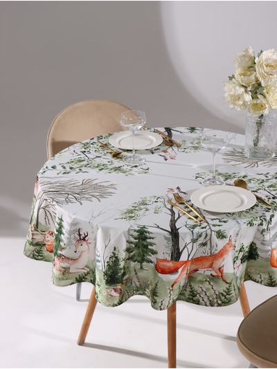 Скатерть «Этель. Лесная сказка», d=148 см, 100% хлопок, саржа 190 г/м²