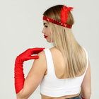 Карнавальный набор вечеринка «Гэтсби», перчатки, повязка, бусы, цвет красный - Фото 3
