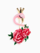 Брошь «Фламинго» в розах, цветная в золоте - Фото 1