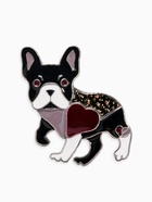 Брошь «Французский бульдог с сердечком», цветная в серебре - Фото 1