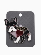 Брошь «Французский бульдог с сердечком», цветная в серебре - Фото 4