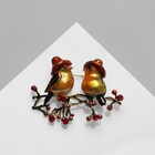 Брошь «Птицы» пара снегирей, цветная в золоте - Фото 1