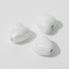 Бусина керамическая «Сердце» 12 мм, (набор 3 шт.), цвет белый - фото 8735290