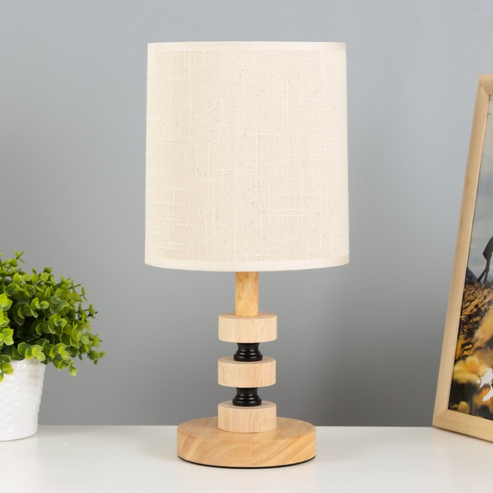 Настольная лампа RISALUX «Араз», E27, 40 Вт, светлое дерево, 16×16×36 см - Фото 1