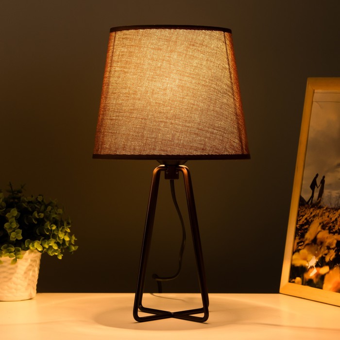 Настольная лампа "Барре" E27 40Вт коричневый 20,5х20,5х38 см RISALUX - фото 1906568698