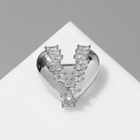 Брошь «Сердце», белая в серебре - Фото 1