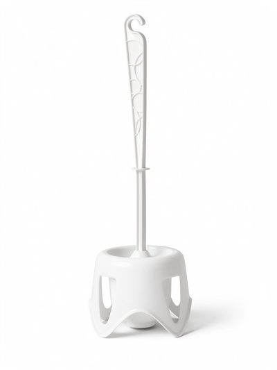Ёршик для унитаза Spin&Clean Disco, пластик, 11.5×11.5×32.5 см, с подставкой, белый