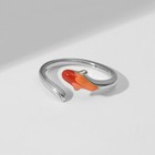 Кольцо «Рыбка» хвостиком, безразмерное, цвет красный в серебре - фото 8735353
