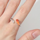 Кольцо «Рыбка» хвостиком, безразмерное, цвет красный в серебре - фото 8735354