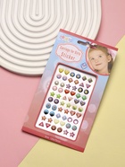 Серьги наклейки детские, пластик, улыбка, яркие, цветные - Фото 4