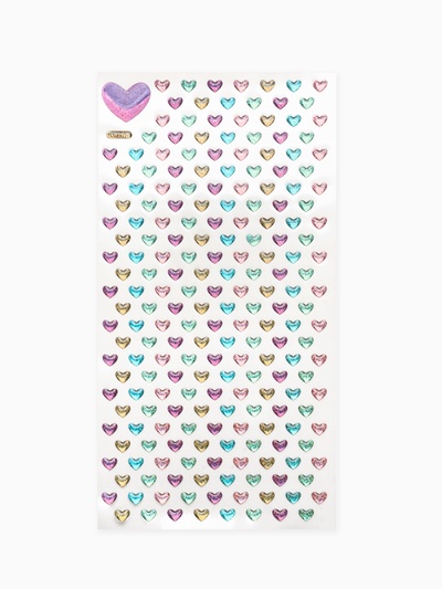 Серьги наклейки детские, пластик, любовь, сердечки, цветные