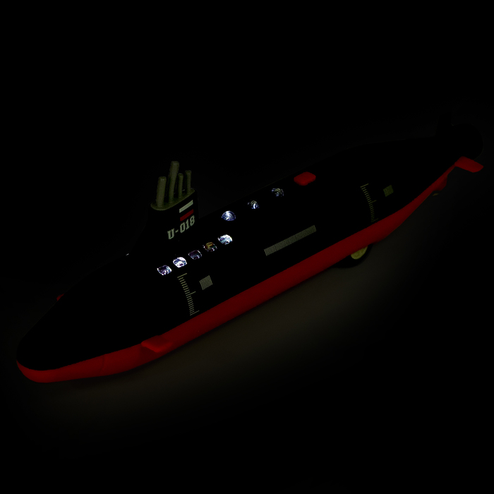 Подводная лодка металлическая, свет, звук, инерция