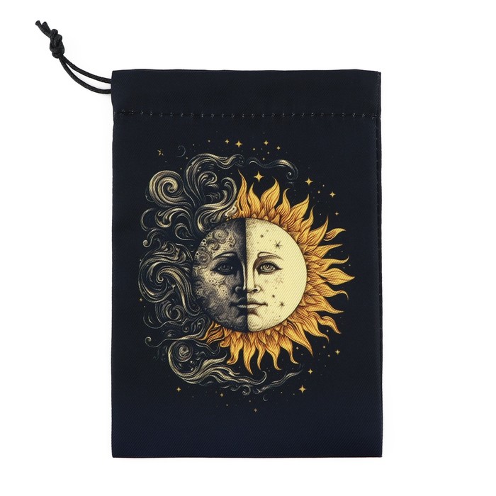 Мешочек для карт «Солнце и Луна», чёрный, 12х18 см