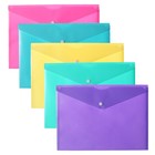 Папка-конверт на кнопке А4, 180 мкм, Calligrata Pastel, глянцевая, полупрозрачная, микс - Фото 1