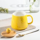 УЦЕНКА Кружка с деревянной крышкой и ложкой «Смайл» 350 мл, 12.5×9.5×12 см, цвет и рисунок МИКС - Фото 3