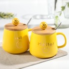 УЦЕНКА Кружка с деревянной крышкой и ложкой «Смайл» 350 мл, 12.5×9.5×12 см, цвет и рисунок МИКС - Фото 7