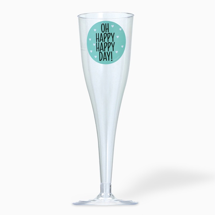 Набор пластиковых бокалов под шампанское "Oh happy» 150 мл - Фото 1