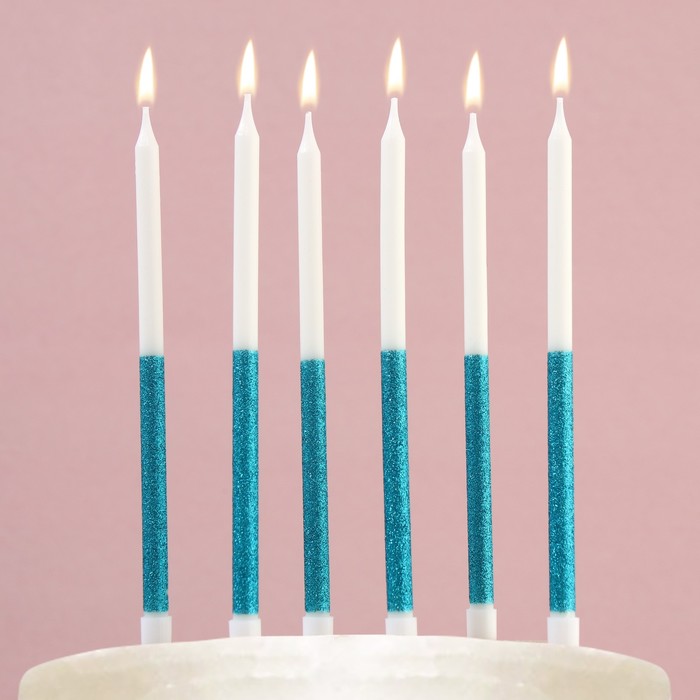 Свечи для торта «В твой день рождения», голубые, 6 шт. - Фото 1