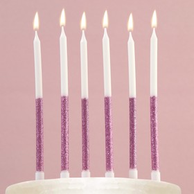 Свечи в торт "В твой день рождения", розовые, 6 шт.