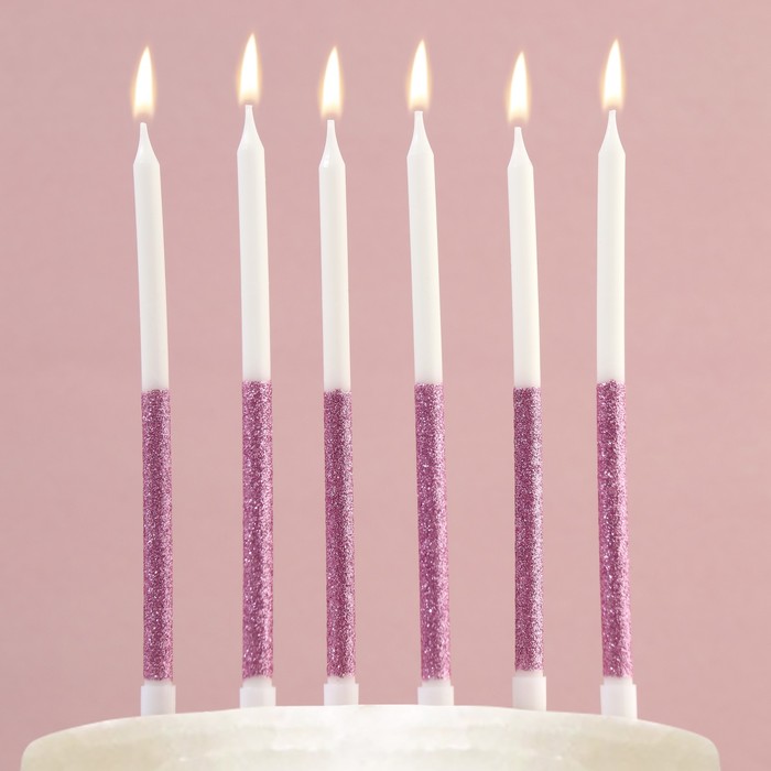 Свечи для торта «В твой день рождения», розовые, 6 шт. - Фото 1