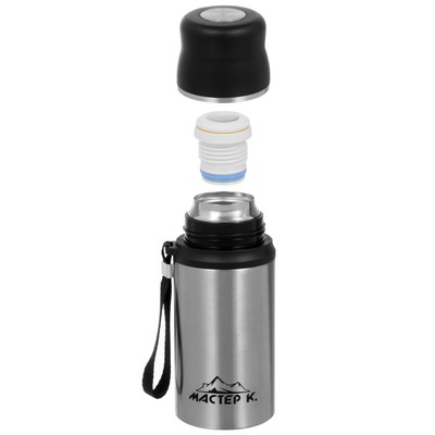 Термос Мастер К «гильза», 600 мл, с кружкой, сохраняет тепло до 8 ч, нержавеющая сталь, серебристый