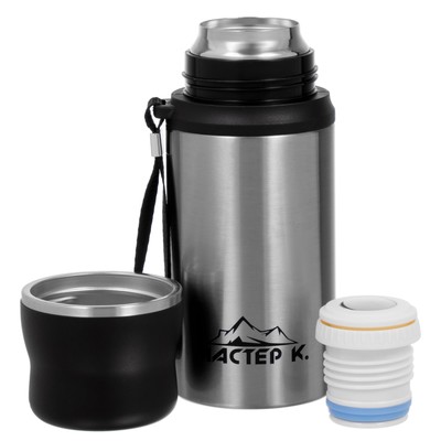 Термос Мастер К «гильза», 600 мл, с кружкой, сохраняет тепло до 8 ч, нержавеющая сталь, серебристый