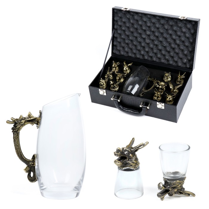 Подарочный набор рюмок-перевёртышей на 12 персон, с графином 400 мл, рюмка 30 мл, бронза - Фото 1