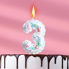 Свеча в торт "Воздушная", цифра 3, 5,5 см, белая - фото 3153364
