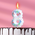 Свеча в торт "Воздушная", цифра 8, 5,5 см, белая - фото 320992429